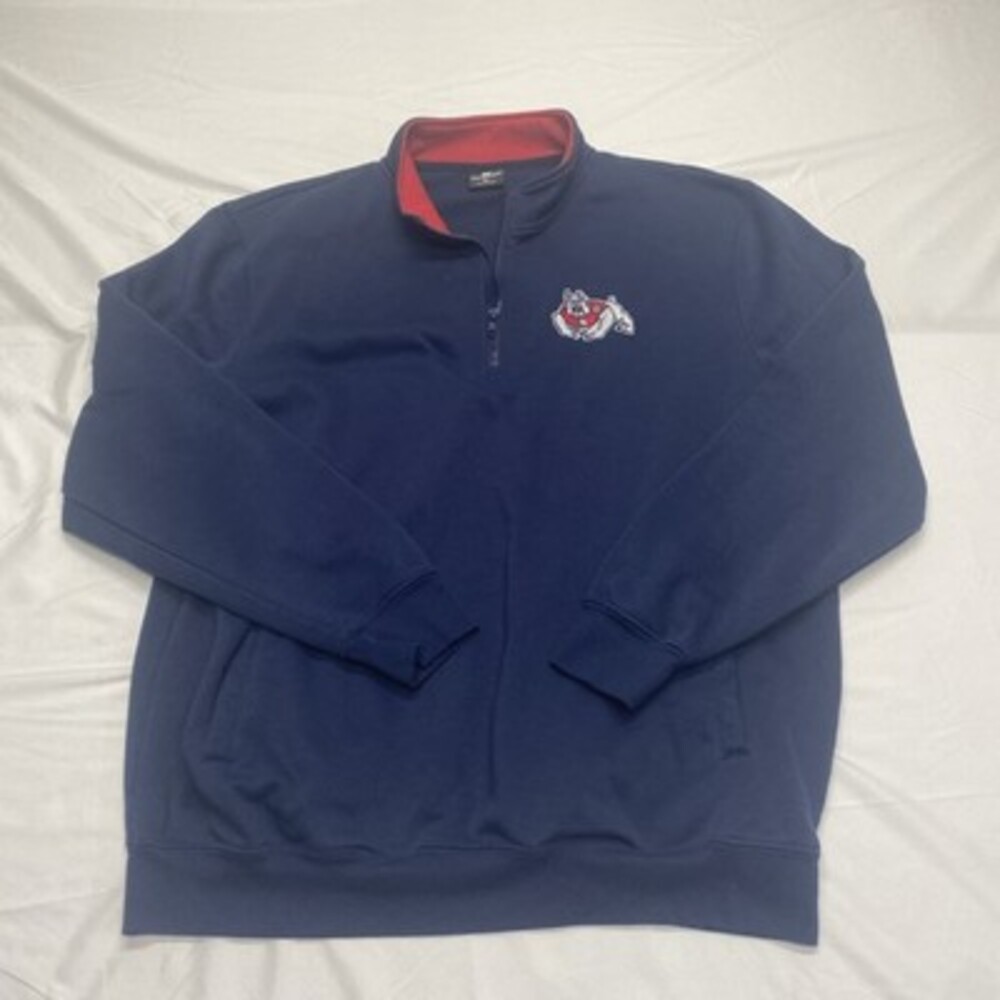 Colosseum Fresno State Bulldogs Tortugas Logo Quarter-Zip Jacket Navy Men's XL